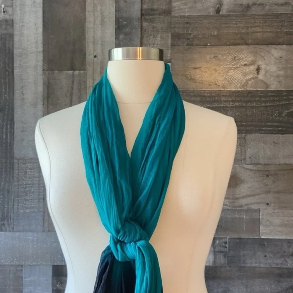 Gorgeous black green gold ombré scarf lightweight dark feminine witchy coastal